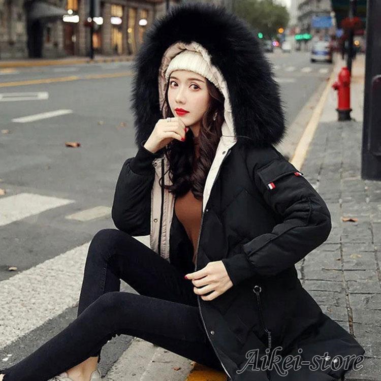 ダウン(75%) 秋冬　ダウンコート レディース ダウンコート ミドル丈 フード付き　 レディース ダウンジャケット ミドル丈　コート アウター ダウン 軽量