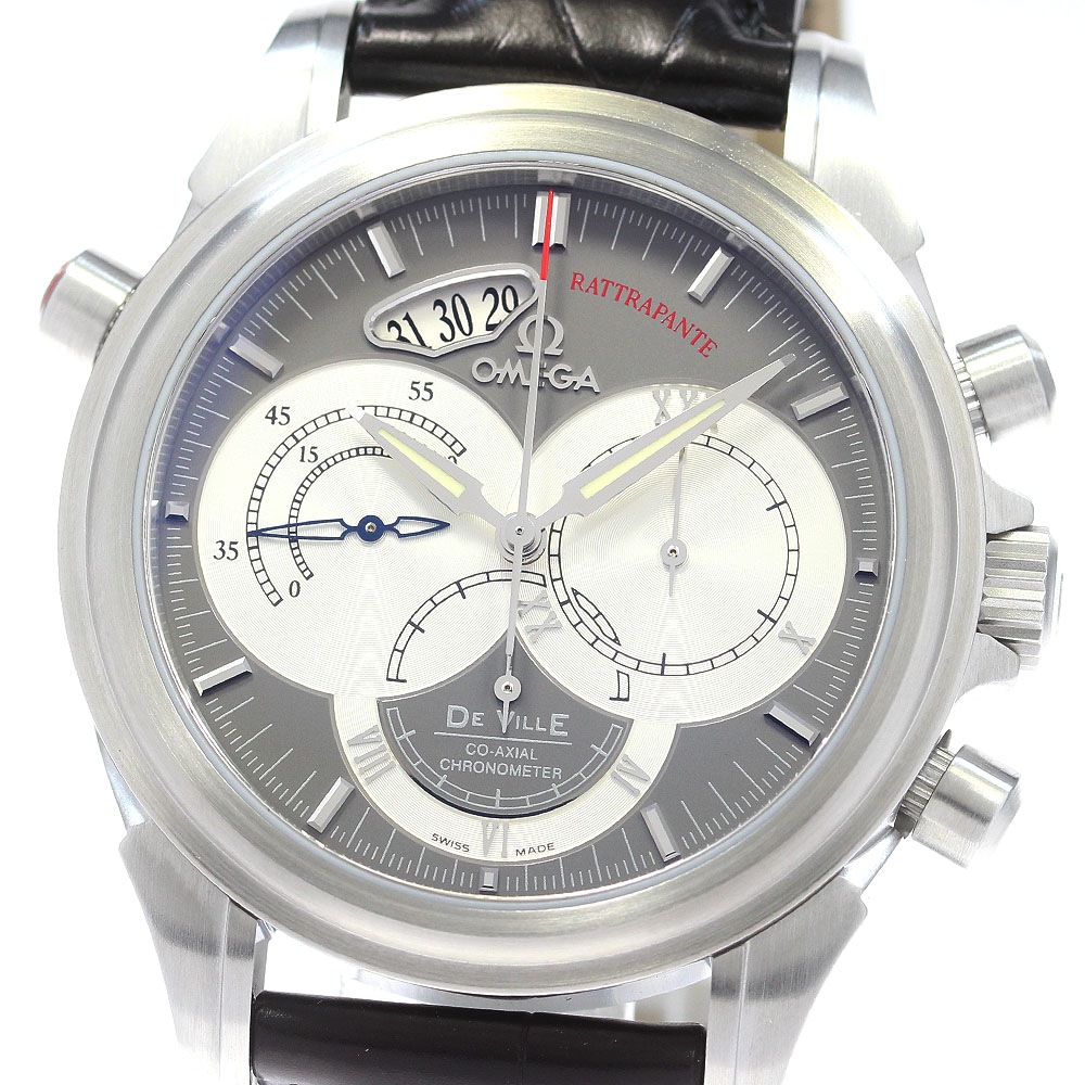 オメガ OMEGA 4848.40.31 デビル コーアクシャル ラトラパンテ クロノグラフ 自動巻き メンズ 美品 保証書付き_868661【中古】 286,830円