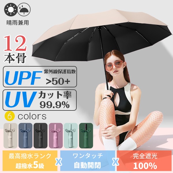 Qoo10] 日傘 遮光率100% 折りたたみ傘 12 : 日用品雑貨