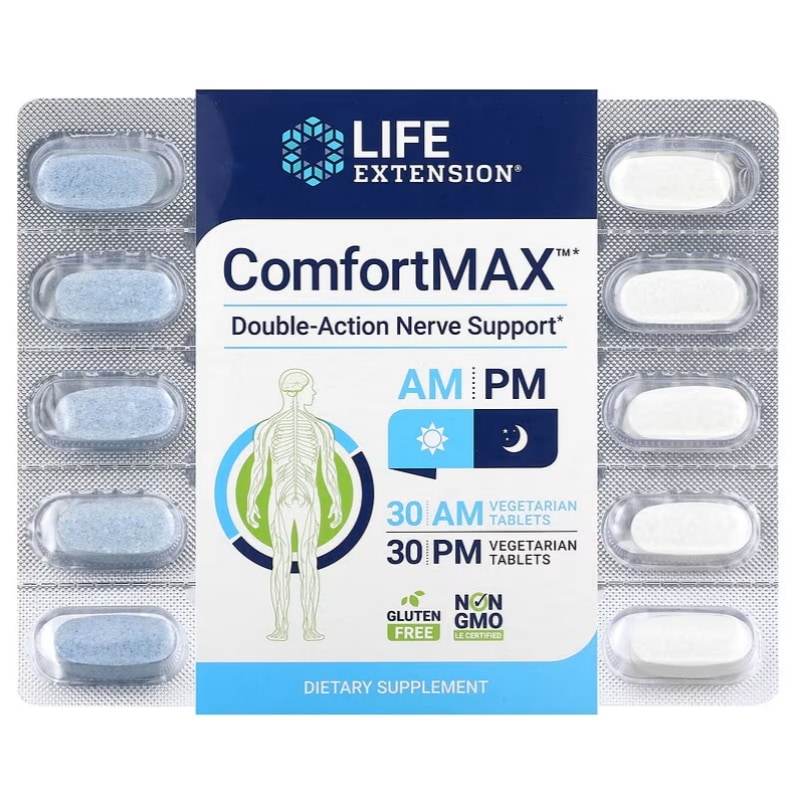 ComfortMAX（コンフォートマックス） ダブルアクションナーバスサポート 朝用＆夜用 植物性タブレット各30粒