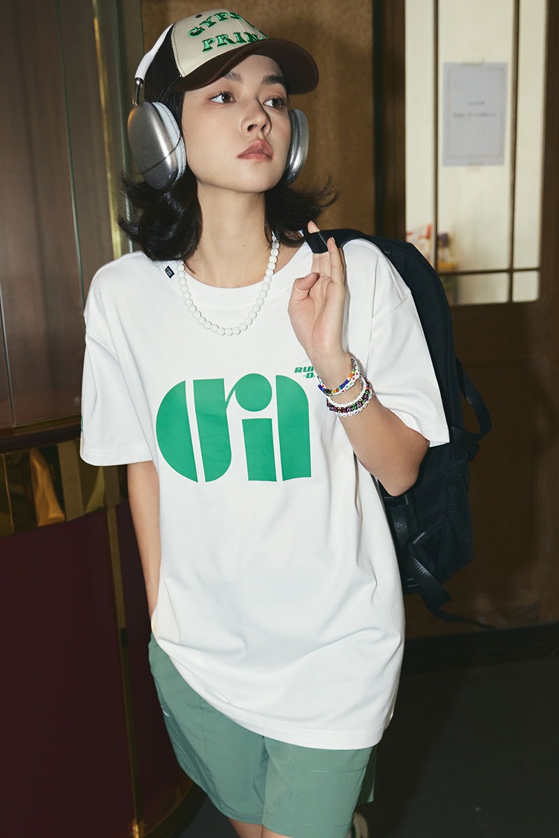 [ランオフ]ロゴ グラフィック 綿Tシャツ_ホワイト [CRTC1282]