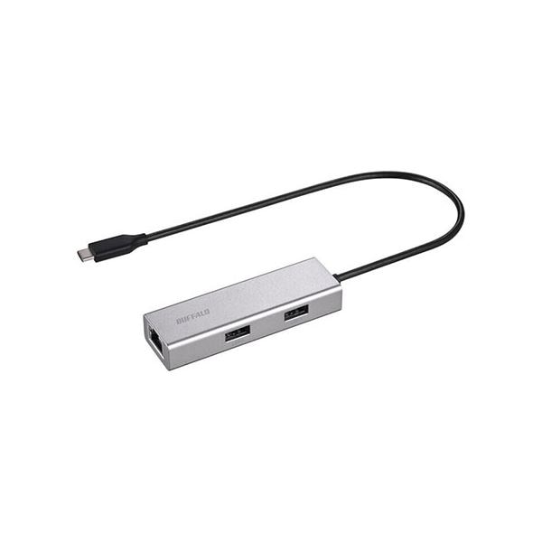 BUFFALO LAN変換アダプタ USB-C オスメスLAN USB-Ax3 1Gbps対応 Mac/Win対応 シルバー LUD-U3-CU101SV