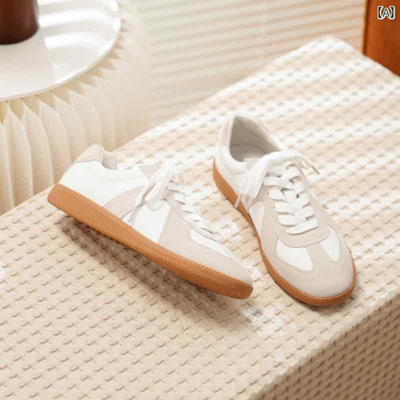スニーカー ローカット レディース 革 ホワイト シューズ フラット レース カジュアル シューズ カレッジ 学生 スポーツ シューズ イン