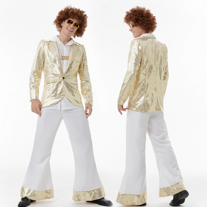 ハロウィーンレトロ時代ヒップホップ紳士服ヒップホップロックスパンコールスーツパーティーステージナイトクラブ