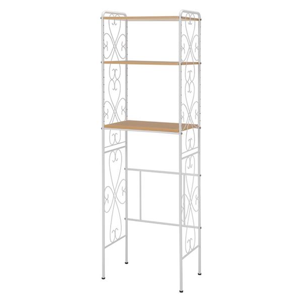 冷蔵庫ラック/キッチン収納 (ホワイト) 幅58×奥行38×高さ182.5cm スチール アジャスター付き 組立式 (台所)