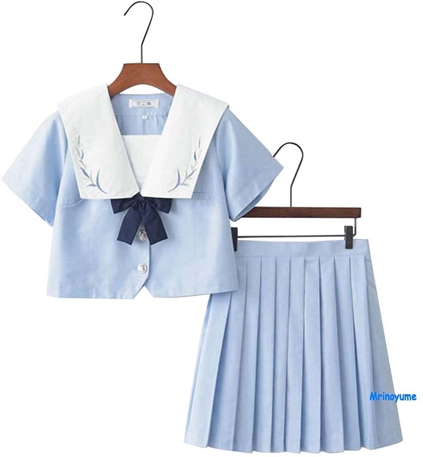 ゆり ユリ刺繍 jk制服 長袖 セーラー服 制服女子 コスプレ ミニスカート 変形襟 未来ノ夢