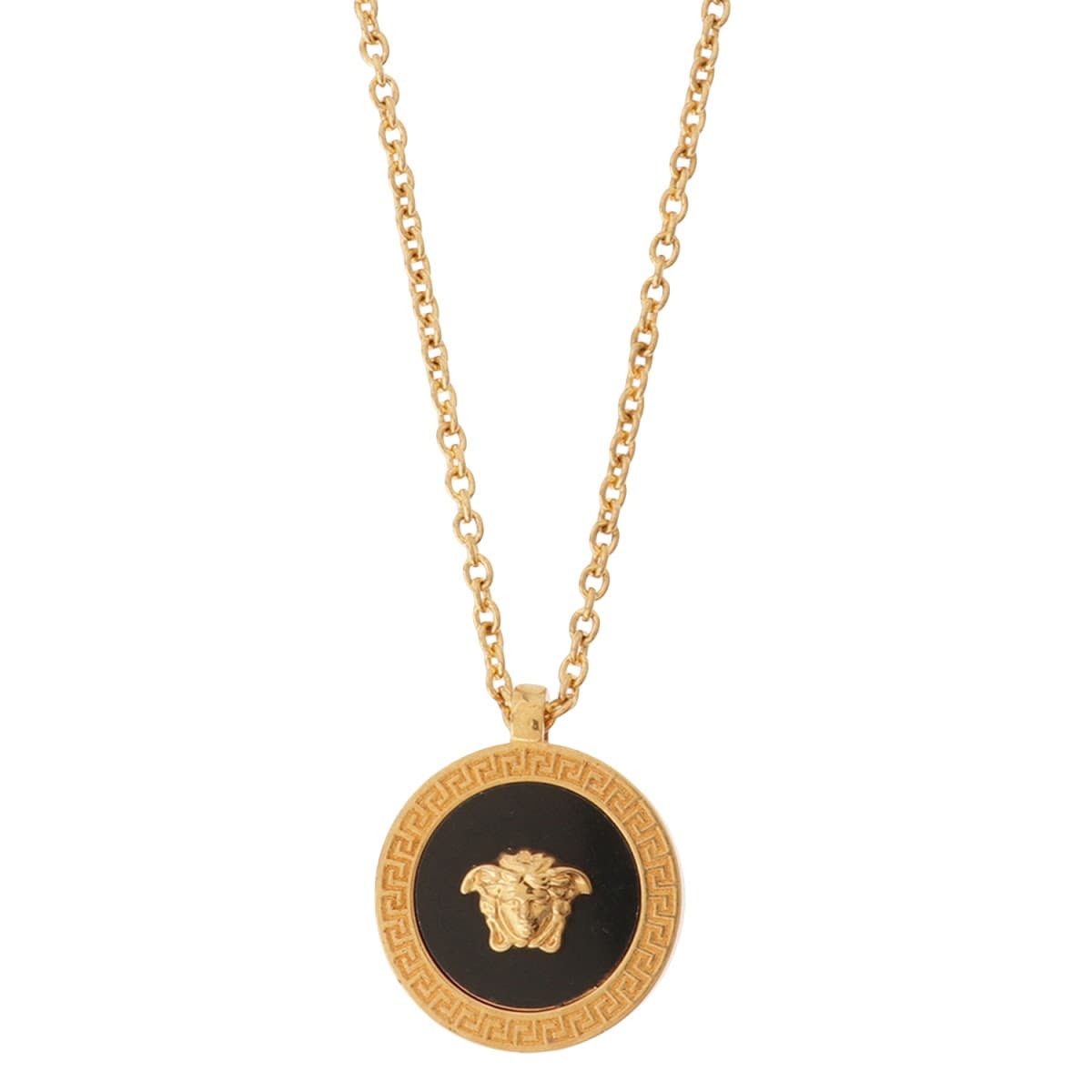 ヴェルサーチ ネックレス ペンダント VERSACE メドゥーサ グレカ ラウンド レジン アクセサ