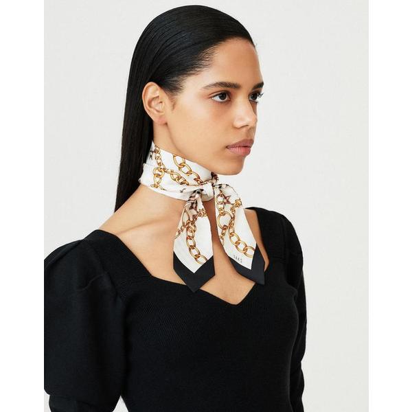 [26SS] [シルク100%]ベージュチェーンプリントプティシルクスカーフ DCSC6E821I2