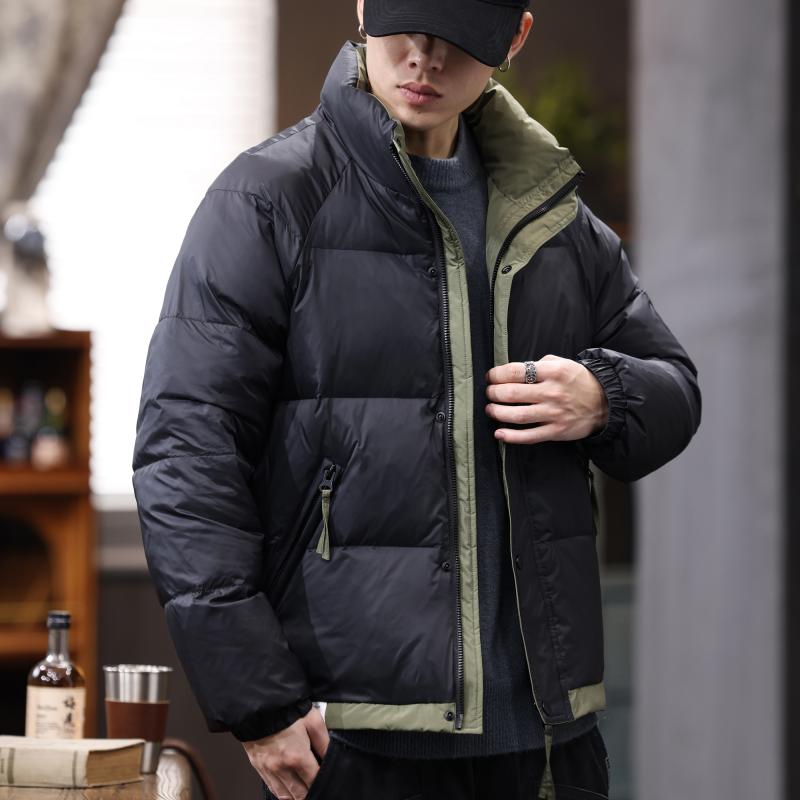 秋冬 コーデ メンズ 服 シンプル ファッション オシャレ 大人 かっこいい 大きいサイズ ストリート 紳士服 90 ホワイトダックダウン ジャケット スタンドカラー