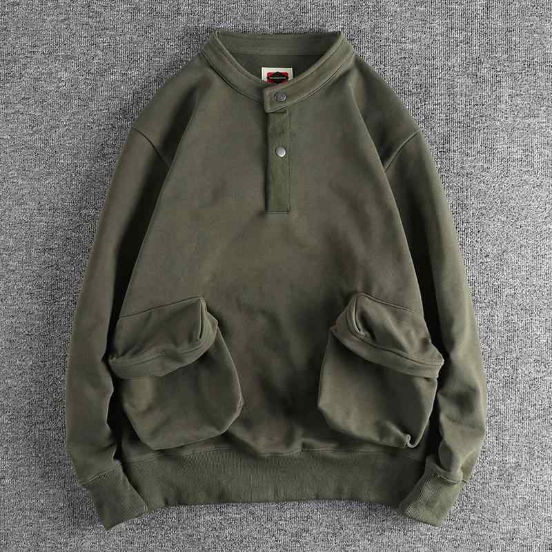 メンズ ファッション 男性用 オシャレ シンプル 大人 かっこいい 大きいサイズ ストリート 紳士服 ヒップホップ HipHop 厚手 ニット 綿 立体 ポケット レトロ スタンドカラー スウェットシ