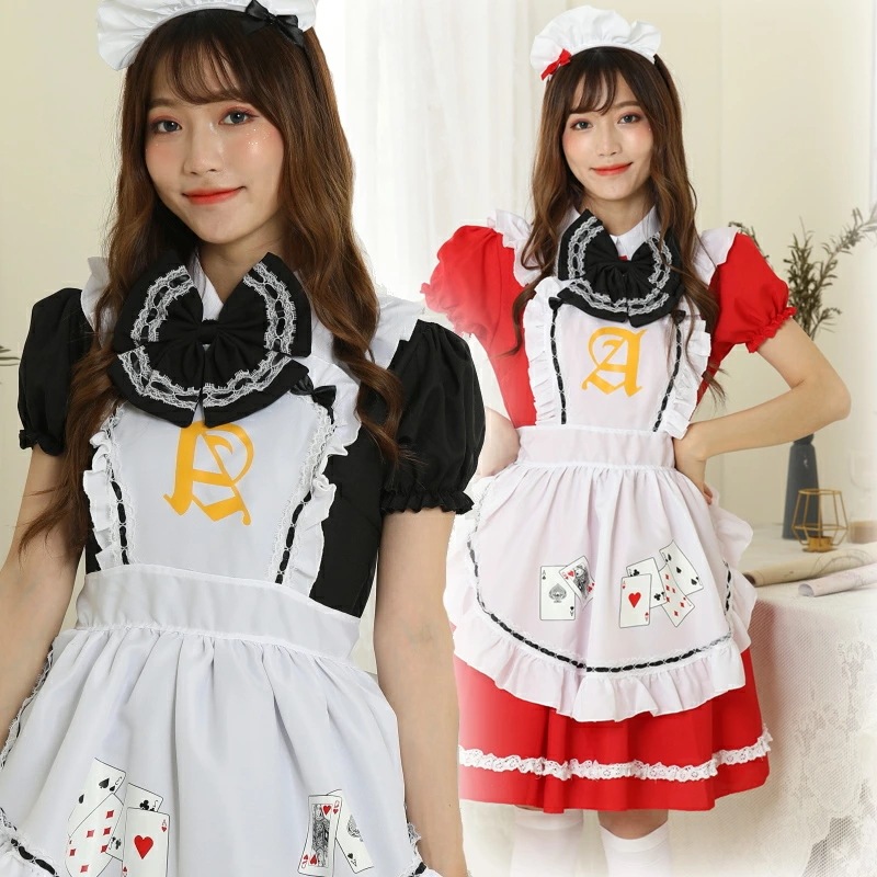 メイド服 コスプレ 赤 黒 2色 メイド 服 可愛い ウェイトレス コスチューム 衣装 仮装 ハロウィン パーティー 大人用 アキバ かわいい 可愛いコスプレ レディース 制服 ユニフォーム 萌え系 5,786円