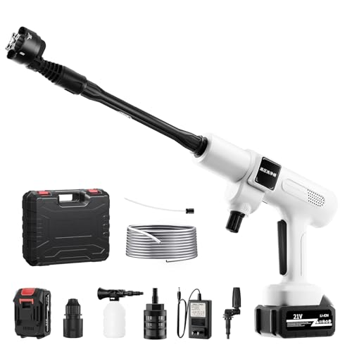 色：White 【2024新登場強化版】高圧洗浄機 コードレス 充電式 洗車機 20000mAh バ