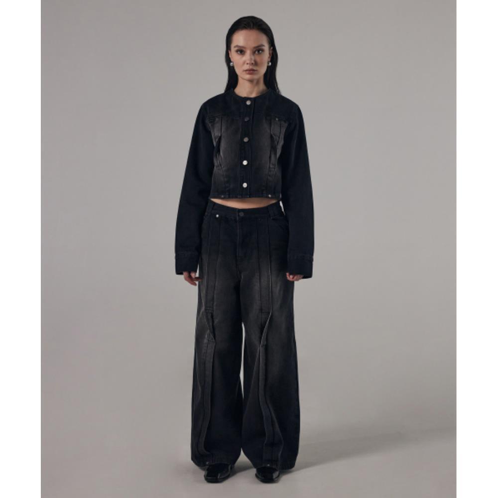 TREEMINGBIRD Twisted Noncollar Denim Setup Jacket Black 25,999円