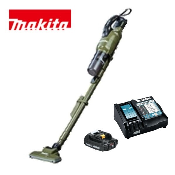 当店だけ！バッテリー充電器も1年保証! マキタ コードレス掃除機 18V サイクロン一体式 オリーブ CL286FDZO + 軽量バッテリー BL1820B + 急速充電器DC18RF