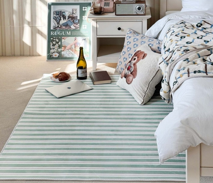 [RUGUM] Olive stripe SOFTY RUG ラグ