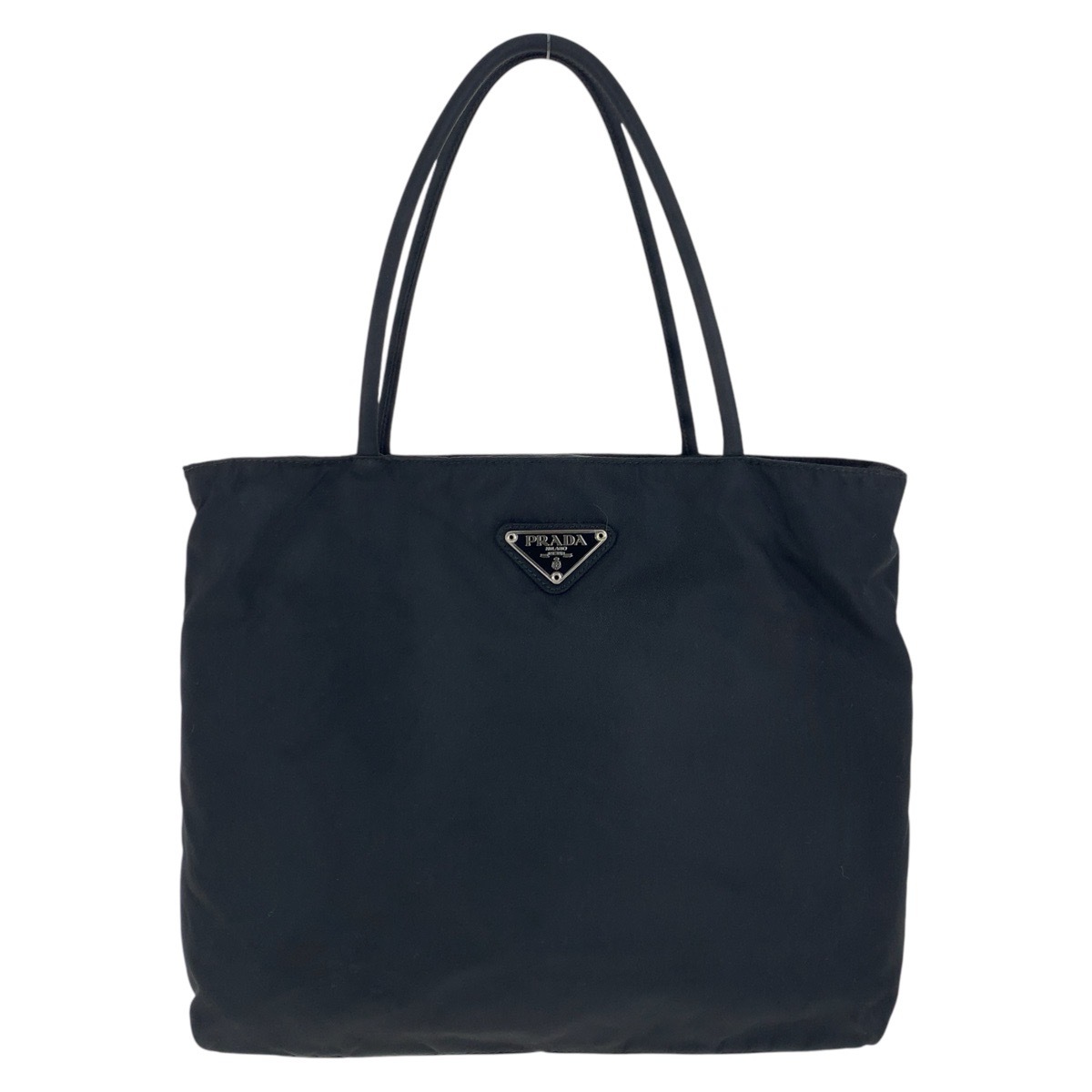 美品 テスート 三角ロゴプレート ブラック 黒 シルバー金具 ナイロン トートバッグ ハンドバッグ レディース 502381