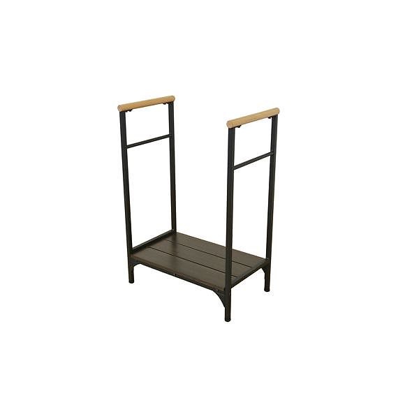 安心らくらく玄関台/踏み台 [幅：約61cm] 両側手摺付き アジャスター付き 靴収納可 ブラウン