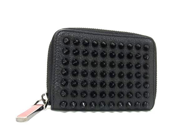 クリスチャンルブタン コインケース パネトーネ レザー 1165052 スパイクスタッズ ラウンドファスナー ブラック レッド 小銭入れ ミニ財布 小さい コンパクト 人気【本物保証】