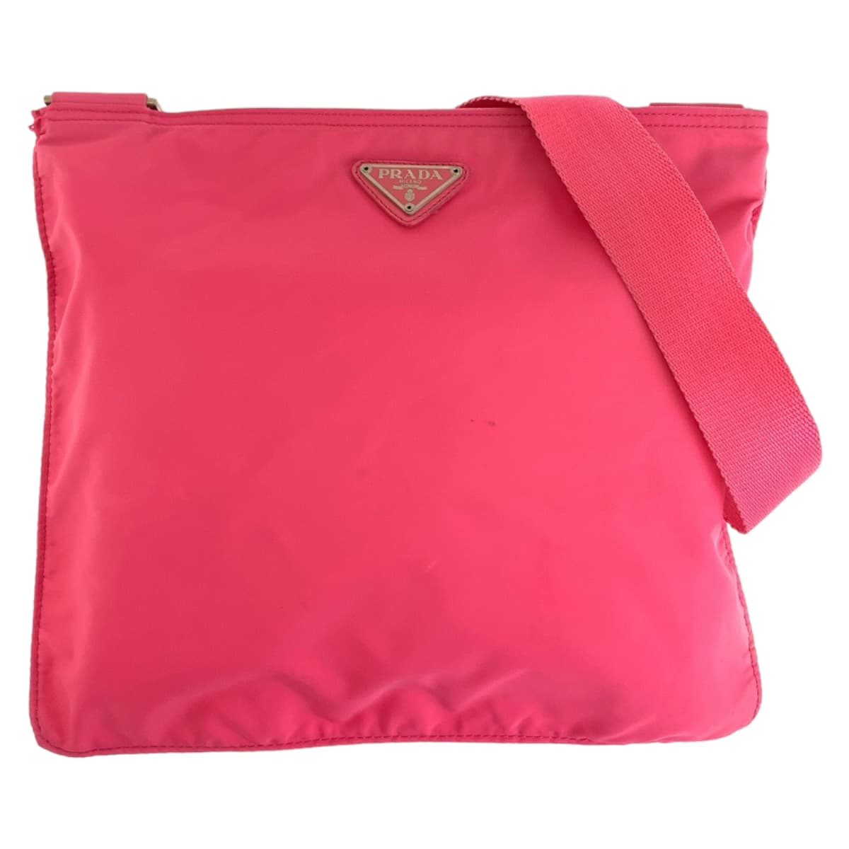 テスート 三角ロゴ ピンク シルバー金具 ナイロン 斜め掛け ショルダーバッグ レディース 407632