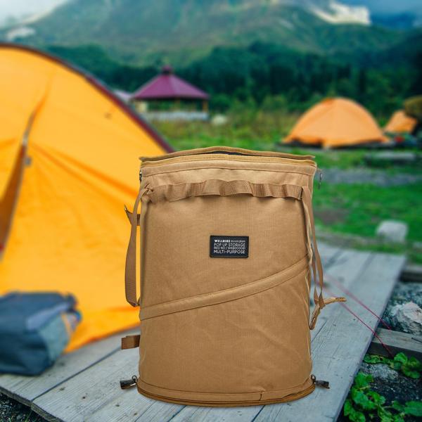キャンプ用ゴミ箱 折りたたみ式 60L ビーチ ガーデン用 葉 アウトドア アクティビティ カーキ