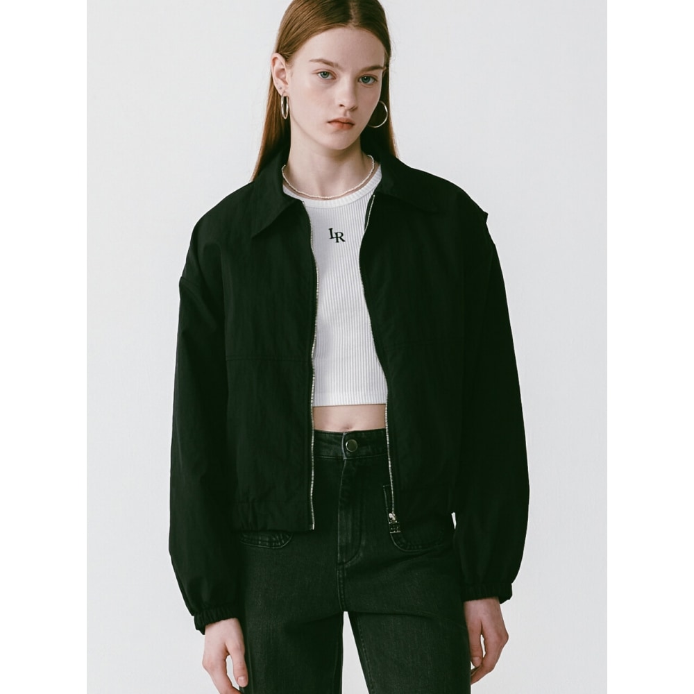 LOSSYROW ウィンドブレーカー クロップ ジャケット ブラック