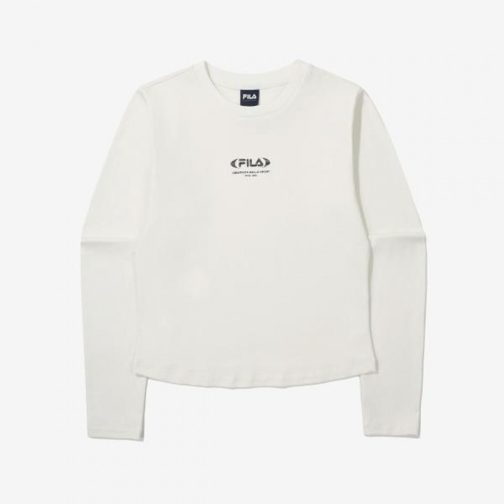 FILA セミクロップ小ロゴ長袖Tシャツ
