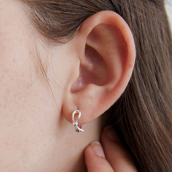 [Silver 925] One Tie Hoop Earrings 2色 おしゃれ ピアス 韓国ファッション