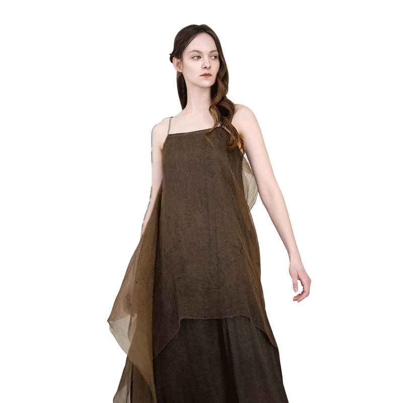 READ_ME 骨格を美しく魅せるダブルレイヤーワンピース（72レッドブラウン）B90801117