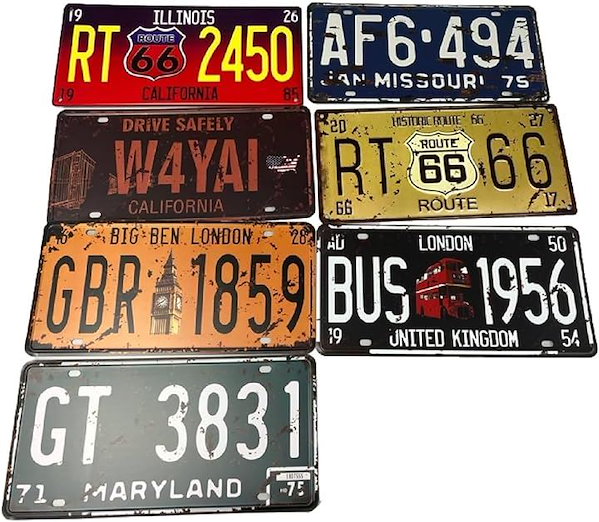 Qoo10] ヴィンテージ風 ナンバープレート 7枚セ