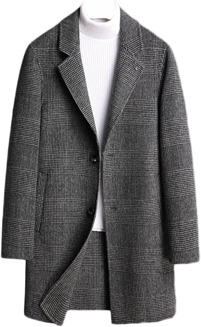 メンズ 両面コート チェック柄 コート ロング テーラードジャケット ビジネス チェスターコート 春秋冬 メルトンコート ハーフ丈 柔らかい 暖かい 防寒 紳士服 スリムコート デイリー