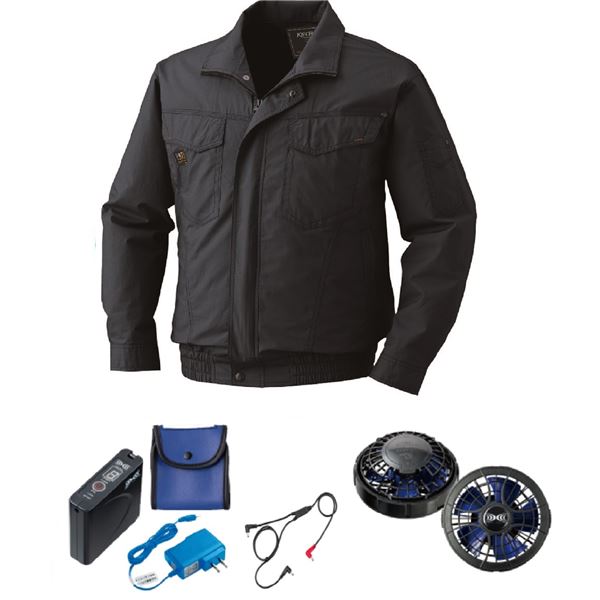 KU91400 空調服 綿薄手 タチエリ FAN2400SPBB/LISUPER1 チャコール 5L