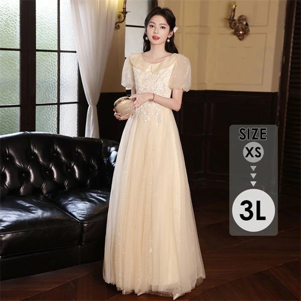 ドレス 大人 ピアノ発表会 演奏会 ロング丈 結婚式 パーティードレス ロングドレス ファスナー お呼ばれ 袖あり 高級感 二次会 20代 30代 きれいめ 可愛い da039c6c6m4