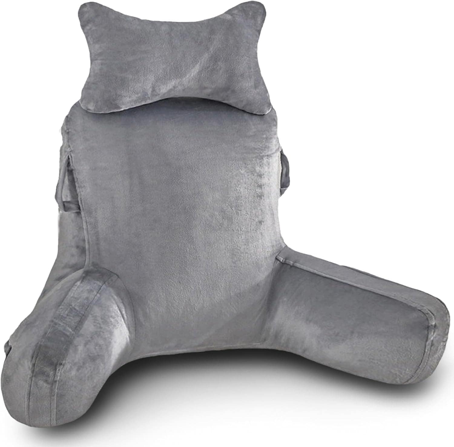 LIWEGHT 読書用枕大型バックピローシュレッダーメモリーフォーム付きベッド用サポートピローアーム付きベッドチェア用のシットアップ枕ポケットと洗えるカバー大人用バックピロー（読書/テレビ視