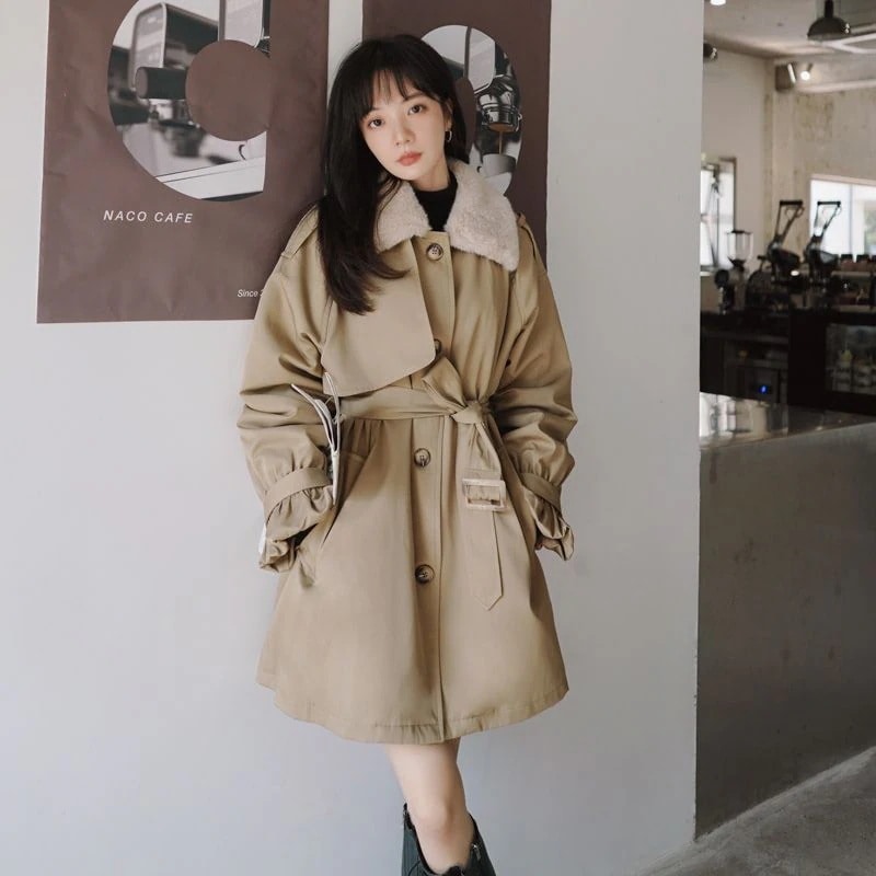 ムートンファッション冬 ウエスト引き締め 着痩せ 裏起毛 厚手 ウォーム 防風 ウォーム 作業服 ベルト 中綿コート アウター冬アウタージャケット