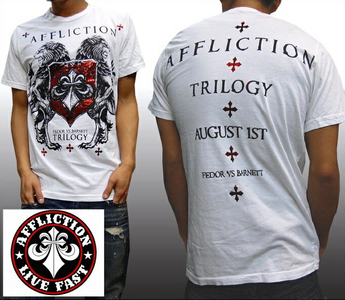 セール アフリクション メンズ Tシャツ ホワイト 半袖 シャツ Affliction サファリ レオン オーシャンズ 雑誌 掲載 LAセレブ 多数着用 プレミアム ブランド ハリウッド セレブ