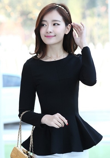 トップス Tシャツ ショート ショート丈 袖あり 長袖 フレア セミフレア ペプラム ファスナー かわいい 大人可愛い カジュアル 大人 上品 おしゃれ お洒落 ラブリー キュート ガーリー