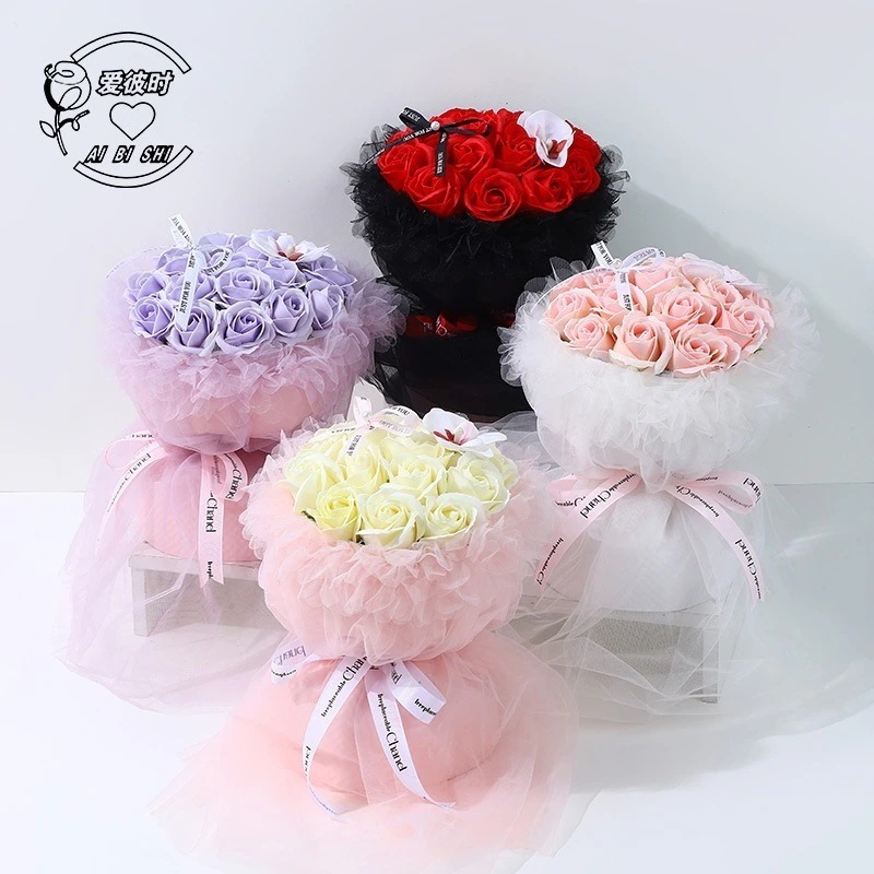 スーパー フェアリー メッシュ ソープ ブーケ 小さくて新鮮な誕生日プレゼント 完成したローズ エバーラスティング ブーケ ガールフレンド用 ギフト ブーケ