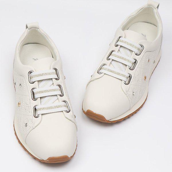 シューズ レザー バンディング ストラップ 女性用 スリップオン スニーカー スニーカー 4cm smp549_P419608658