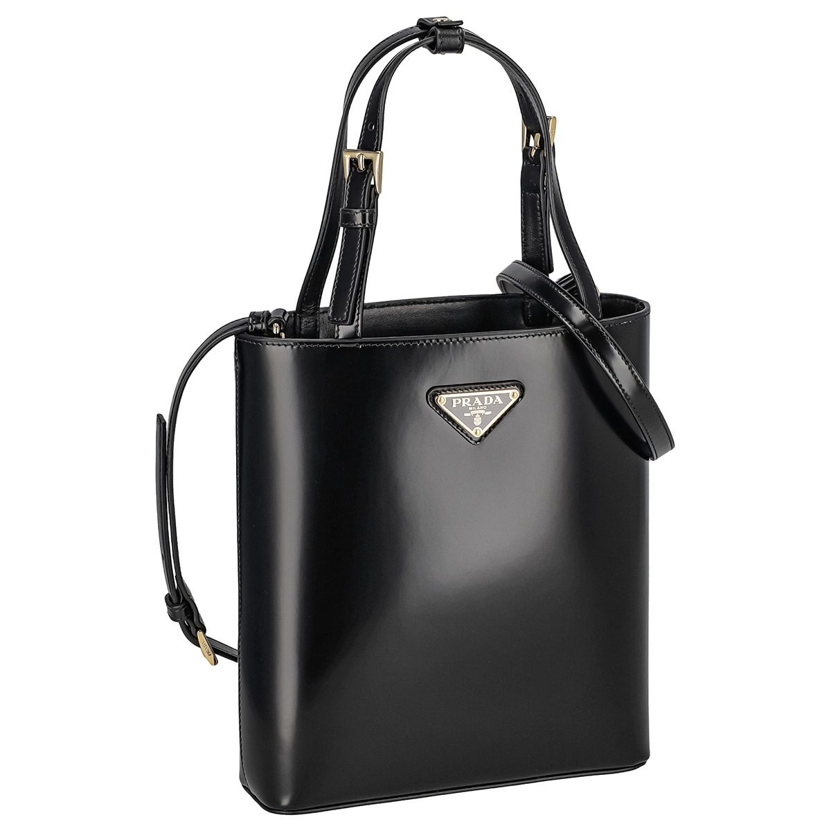 PRADA 1BA401-SPAZZOLATO OOO/NER プラダ 2WAYバッグ レザー ブラック/ゴールド