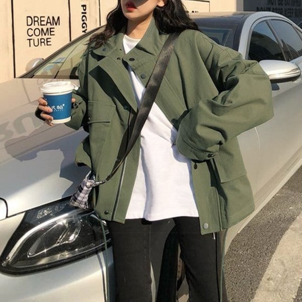 ルーズフィット カジュアル フィールドジャケット ジャケット アウター デイリー 女性 ジャンパー