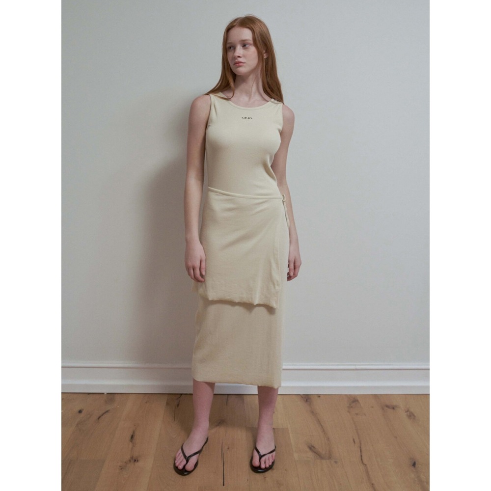 INJIACTIVE リブ編みレイヤードラップドレスベージュ 18,244円