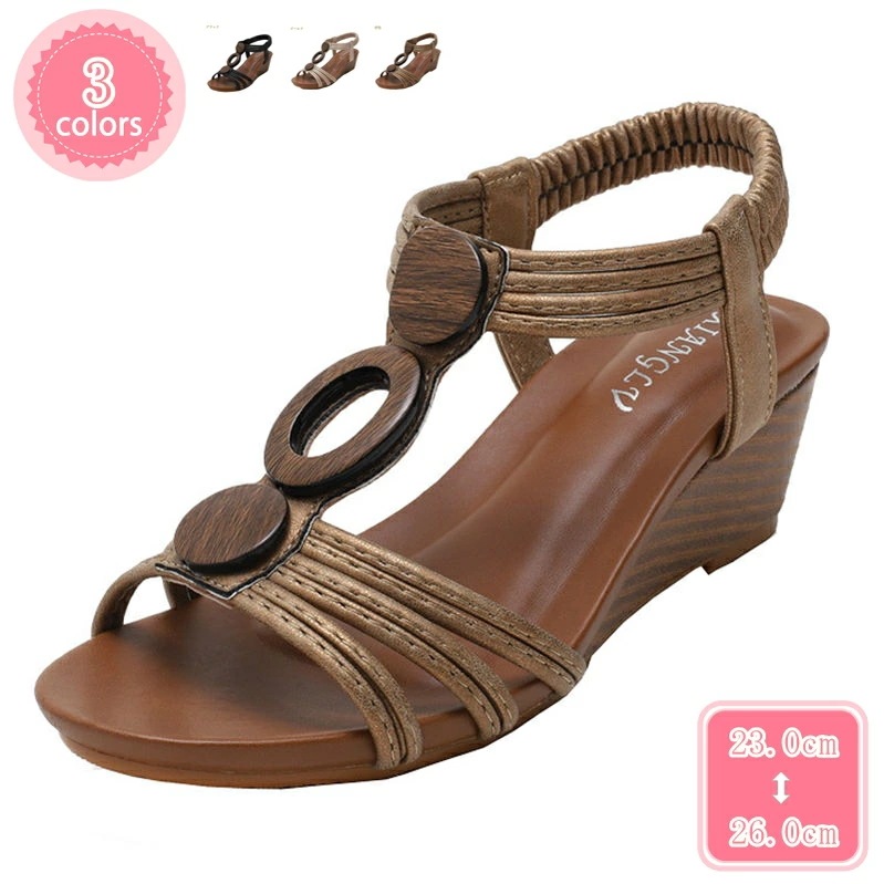1000円OFFクーポン サンダル 厚底 ウェッジソール ゴムストラップ レディース 大きいサイズ 5cmヒール ボヘミア風 ビーチサンダル ビーズ シューズ 夏用 女靴 美脚 おしゃれ 女性用 ファ