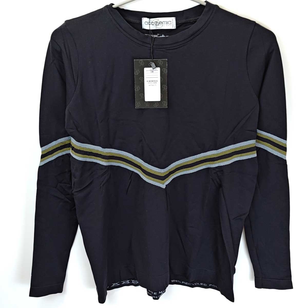 【中古・未使用品】アカデミアイタリアーナ Accademia Italiana W-MONDRIAN ストレッチ 長袖 ライディング シャツ S/M ブラック レディース 乗馬 馬術