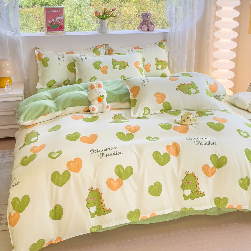 起毛漫画厚みのあるキルトカバー4点セット単品購入かわいい子供用学生寮ベッドシーツ3点セット