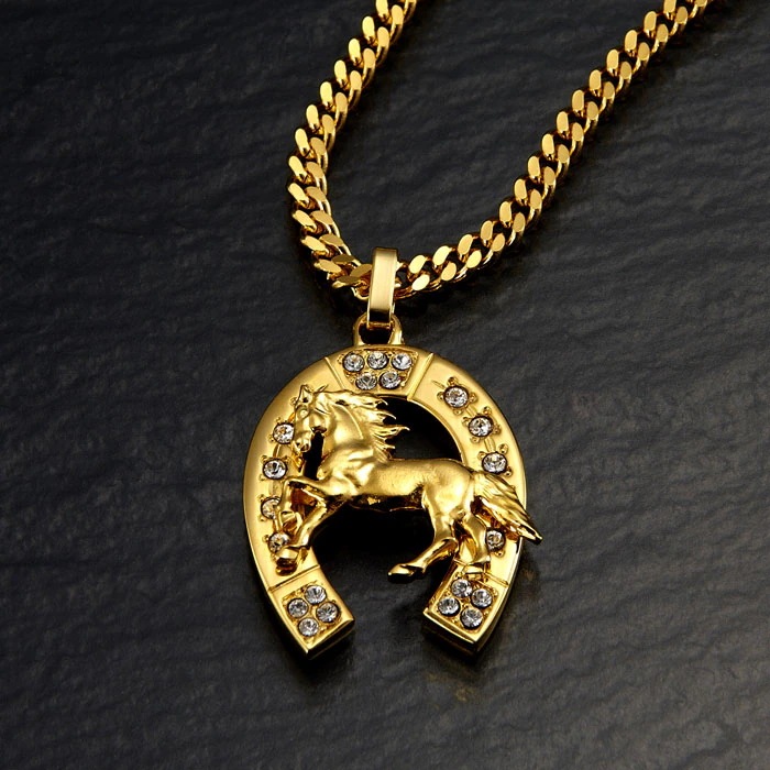 【幸運と財運を呼ぶ！】馬蹄 ネックレス ペンダント メンズ 24金 24K ゴールド 喜平 ネックレス 50cm おしゃれ 大人 ギフト プレゼント 父の日 敬老の日 誕生日 50代 60代 70代