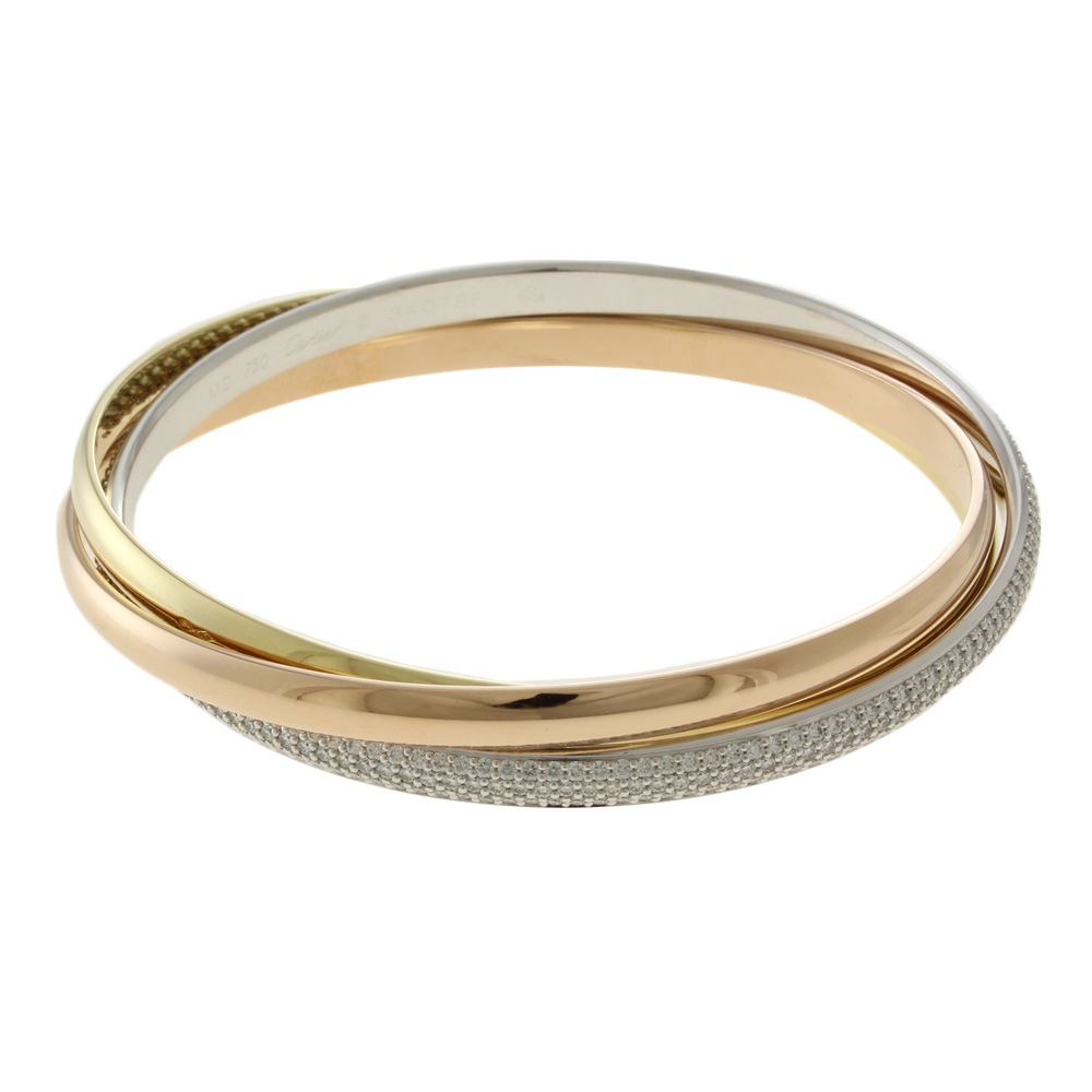 カルティエ トリニティ ブレスレット バングル 18金 K18イエローゴールド ダイヤモンド CARTIER 中古 美品