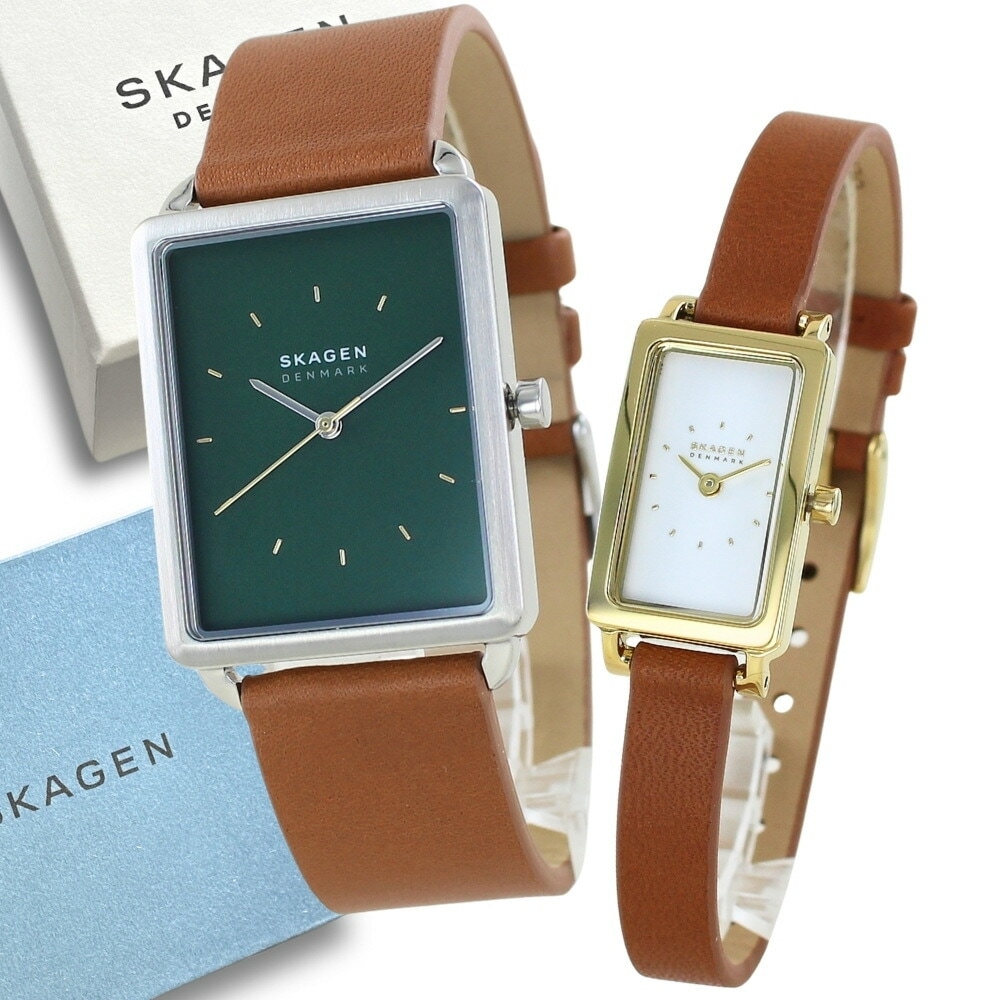 長く使える ペアギフト ペアウォッチ スカーゲン ペア 腕時計 革ベルト ブラウンレザー グリーン ホワイト メンズ 父の日 レディース 母の日 お揃い カップル ペアギフト 夫婦 プレゼント 大人