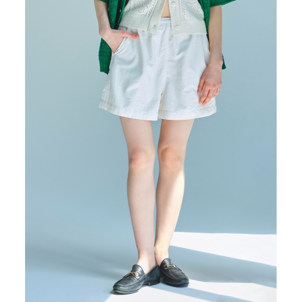 COVERNAT 女性用リップストップウィンドブレーカーショーツアイボリー