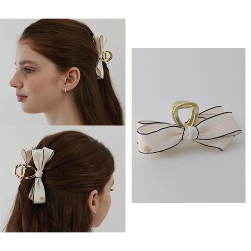 ダブルボーダー リボン ヘアークロウクリップ HB2233/韓国の人気ブランド 韓国正規品 韓国の人気商品 韓国ファッション 韓国ジュエリー デイリーアクセサリー SNSで人気 韓国ファッション 韓国