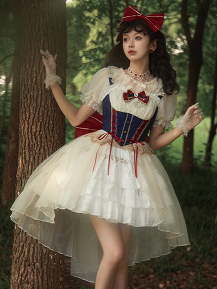 キャミソールワンピースロリータ 白雪姫Bai Xueji ロリータ童話序曲フィッシュボーンスリミングトレーリングロリータ Jsk プリンセスドレス